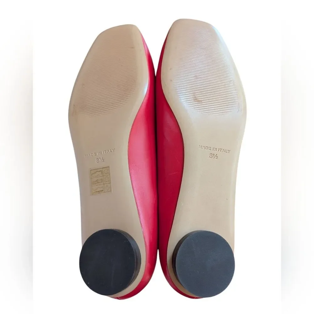 Everlane Red Leather Square-Toe Flats - Picture 2 of 4